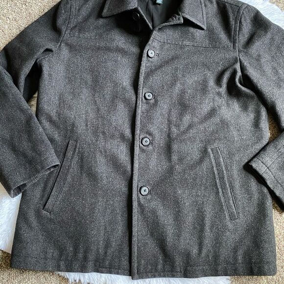 J. Crew Wool Coat Jacket Gray Button Front Lined Mens Size Large Professional - Picture 2 of 11